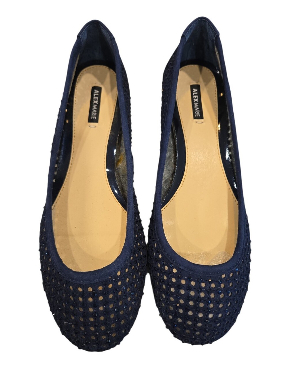 NIB ALEX MARIE WITNEY PERFORATED LEATHER UPPER FLATS IN SEAPORT NAVY. SIZE 7.5M